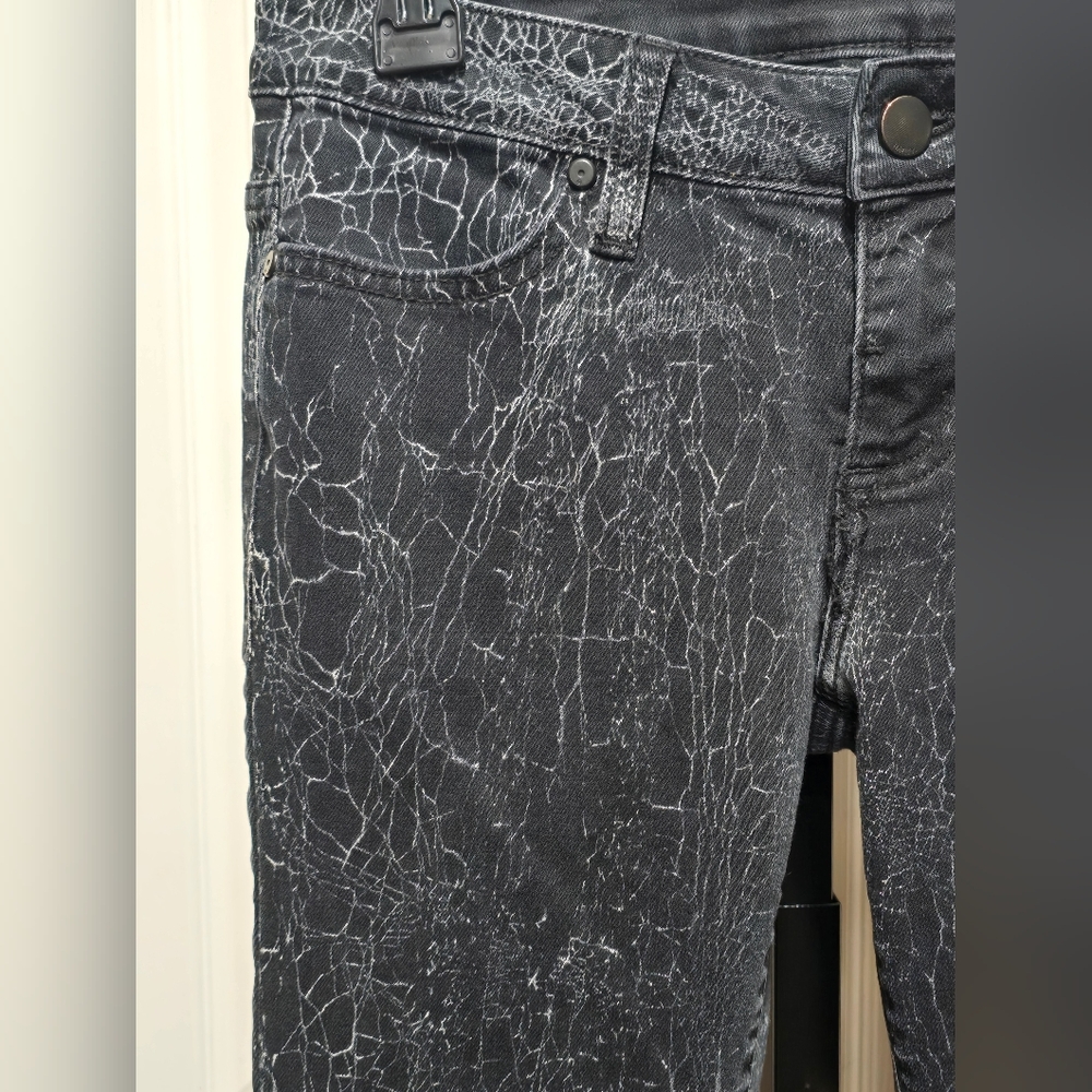 Harley Davidson Black Crackle Distressed Skinny Jeans Size 27 - Picture 11 of 12